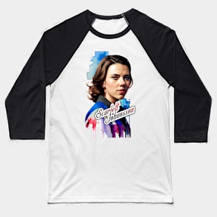 scarlett ingrid johansson watercolor hand drawing graphic design and illustration by ironpalette Baseball T-Shirt